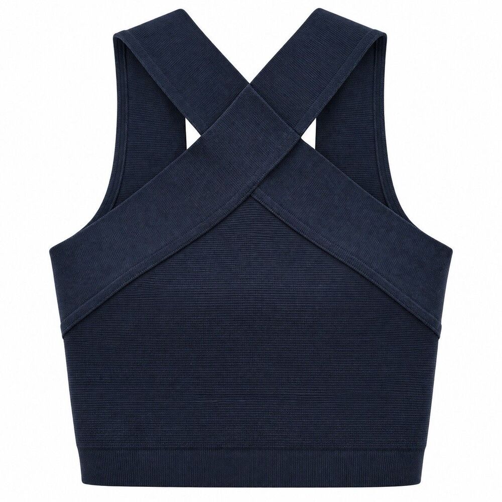 Ronny Kobo Black Stretch Knit Halter Crop Bandage Tank Top Sz S Made Minimal EUC
